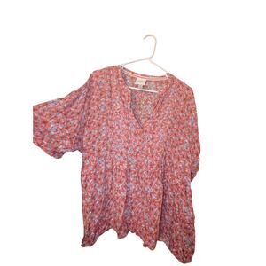 Knox Rose Floral Peasant Blouse Women's Size XL